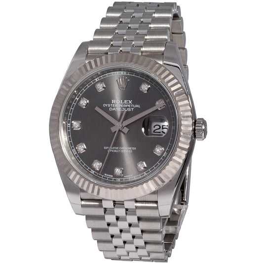 Classic Rhodium Diamond Dial Watch – 41mm